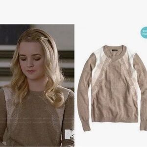 J. Crew Colorblock Lace Panel Wool Blend Sweater, Size Small